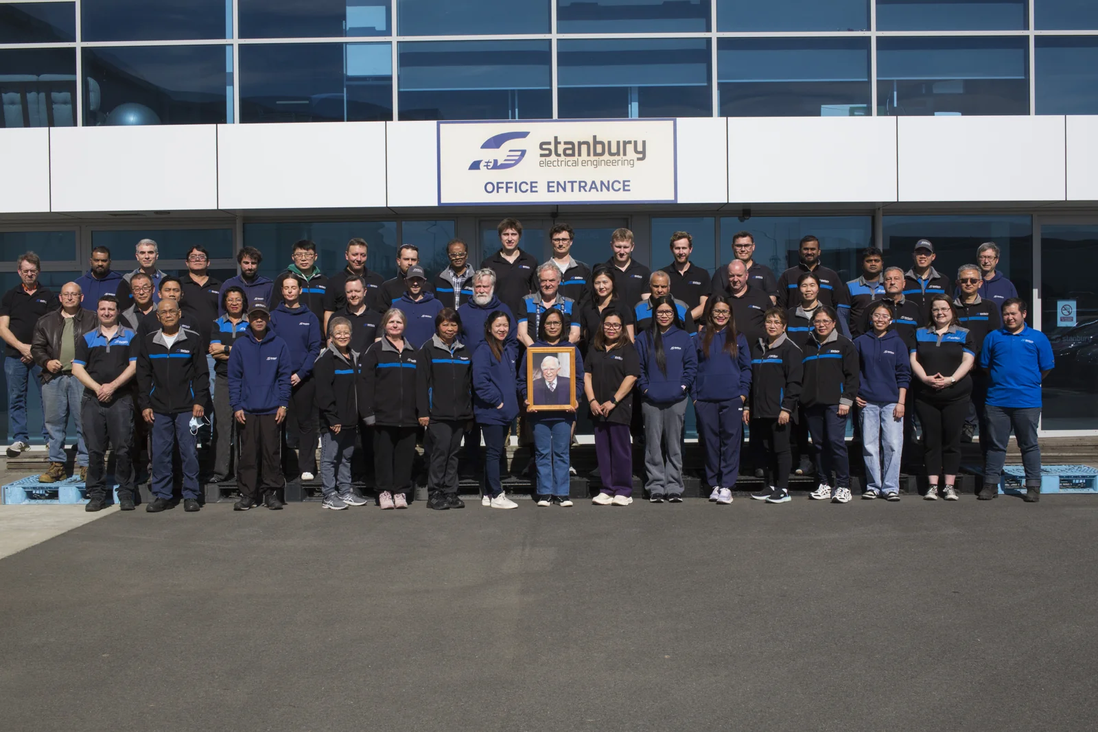 The Stanbury Electrical Engineering team outside the office